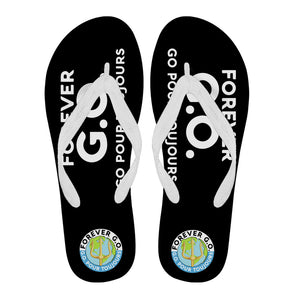 Forever G.O. Men's Flip Flops With Globe Crest Logo on the Heal