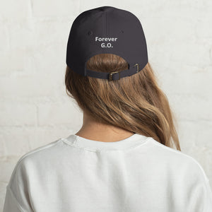 Dad hat Comfy Unisex Cap with adjustable strap - " Allons-Y Let's Go " Forever  G.O. ( Design on Front & Back)