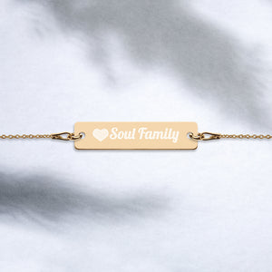 Engraved Silver Bar Chain Bracelet - Soul Family - Free Shipping!