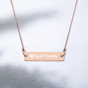 Engraved Silver Bar Chain Necklace - Soul Family  - Free Shipping