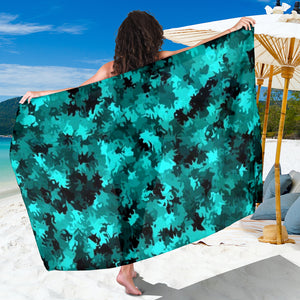 Coral Teal Camouflage Scarf Sarong