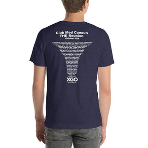 CLUB MED CANCUN THE REUNION Short-Sleeve Unisex T-Shirt - With White Print-Various Colors -Softer /Jersey feel to it. (Lightweight T-shirt)