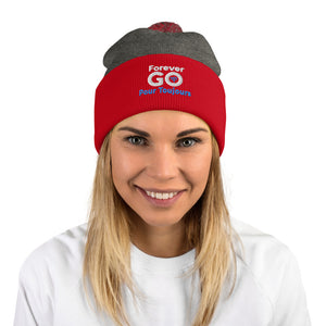 Forever GO Pom-Pom Beanie -Stay warm in style for the winter! Blue and White