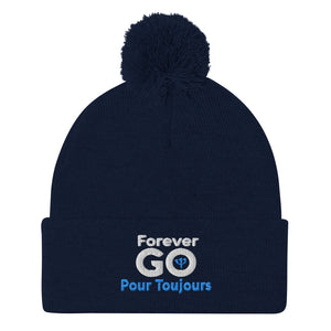 Forever GO Pom-Pom Beanie -Stay warm in style for the winter! Blue and White