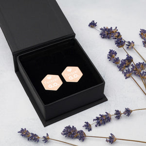 Sterling Silver Hexagon Stud Earrings - Forever G.O. With Heart