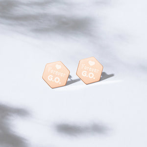 Sterling Silver Hexagon Stud Earrings - Forever G.O. With Heart