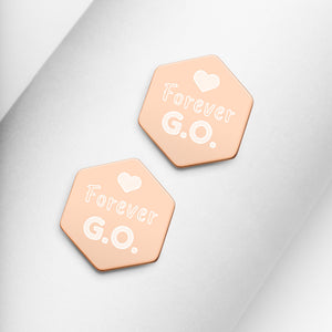 Sterling Silver Hexagon Stud Earrings - Forever G.O. With Heart