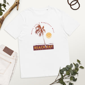 Unisex organic cotton t-shirt -Forever GO Beach Day with Palm Tree