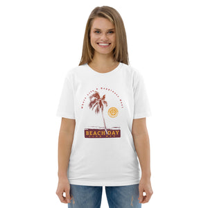 Unisex organic cotton t-shirt -Forever GO Beach Day with Palm Tree