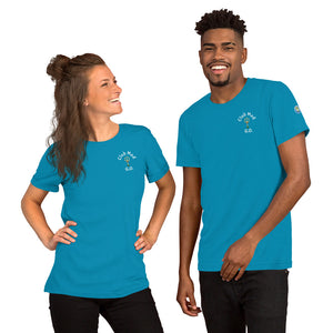 Short-Sleeve Unisex T-Shirt - Club Med G.O. New Forever GO Patch printed on Left Sleeve ( Dark Color Shirts)