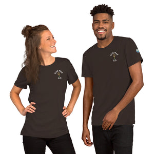 Short-Sleeve Unisex T-Shirt - Club Med G.O. New Forever GO Patch printed on Left Sleeve ( Dark Color Shirts)