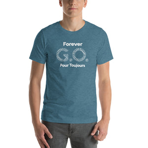 Unisex T-shirt - Front and back print- Reunion 2022 Forever GO - White with  Gold Trident ( A portion of the sale will go towards the Forever GO Charity)