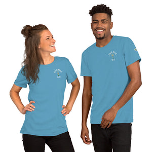 Short-Sleeve Unisex T-Shirt - Club Med G.O. New Forever GO Patch printed on Left Sleeve ( Dark Color Shirts)