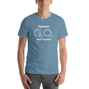 Unisex T-shirt - Front and back print- Reunion 2022 Forever GO - White with  Gold Trident ( A portion of the sale will go towards the Forever GO Charity)