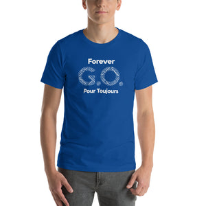 Unisex T-shirt - Front and back print- Reunion 2022 Forever GO - White with  Gold Trident ( A portion of the sale will go towards the Forever GO Charity)