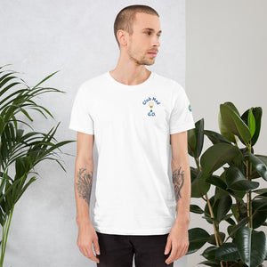 Short-Sleeve Unisex T-Shirt  Club Med G.O. New Forever GO Patch printed on Left Sleeve ( Light & Pastel Color Shirts)