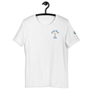 Short-Sleeve Unisex T-Shirt  Club Med G.O. New Forever GO Patch printed on Left Sleeve ( Light & Pastel Color Shirts)