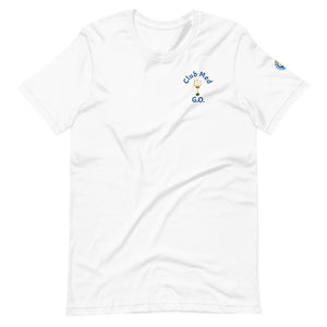 Short-Sleeve Unisex T-Shirt  Club Med G.O. New Forever GO Patch printed on Left Sleeve ( Light & Pastel Color Shirts)