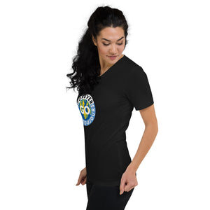 Unisex Short Sleeve V-Neck T-Shirt - Forever GO Print Logo Patch ( New)