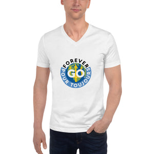 Unisex Short Sleeve V-Neck T-Shirt - Forever GO Print Logo Patch ( New)