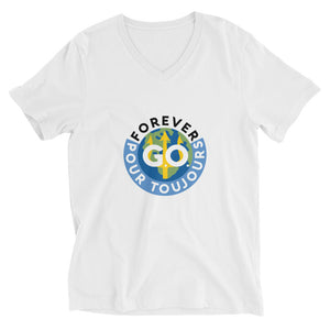 Unisex Short Sleeve V-Neck T-Shirt - Forever GO Print Logo Patch ( New)