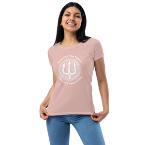Women’s fitted t-shirt -White Print-Forever GO Where Life and Happiness Meet